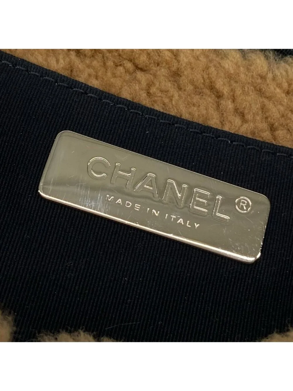 Chanel Waist Pouch CC Mania Black Light Brown Gold CC Logo Shearling